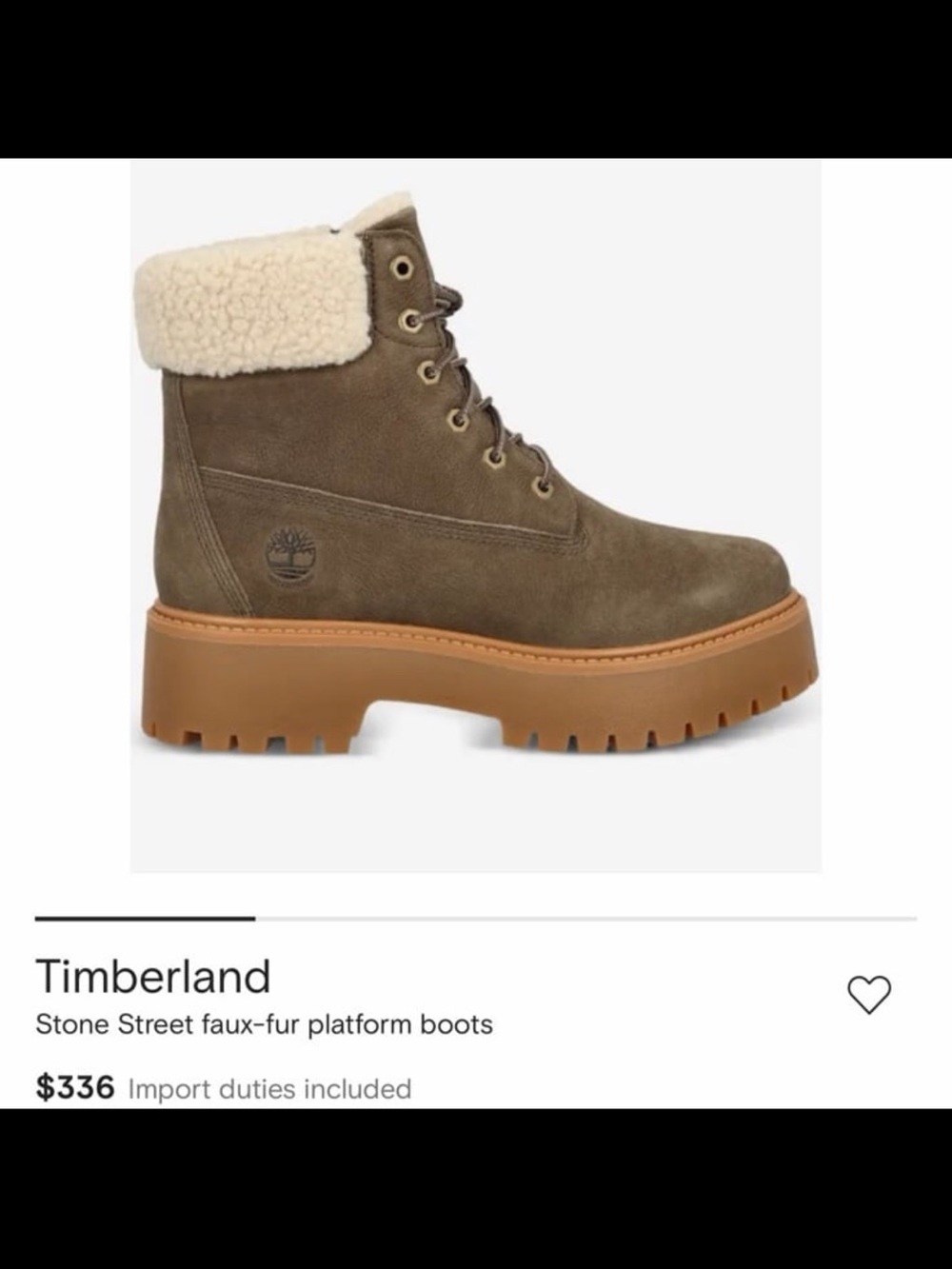 ⚡️⭐️Timberland Women's Stone Street Faux-Fur Platform Boots - 8.5